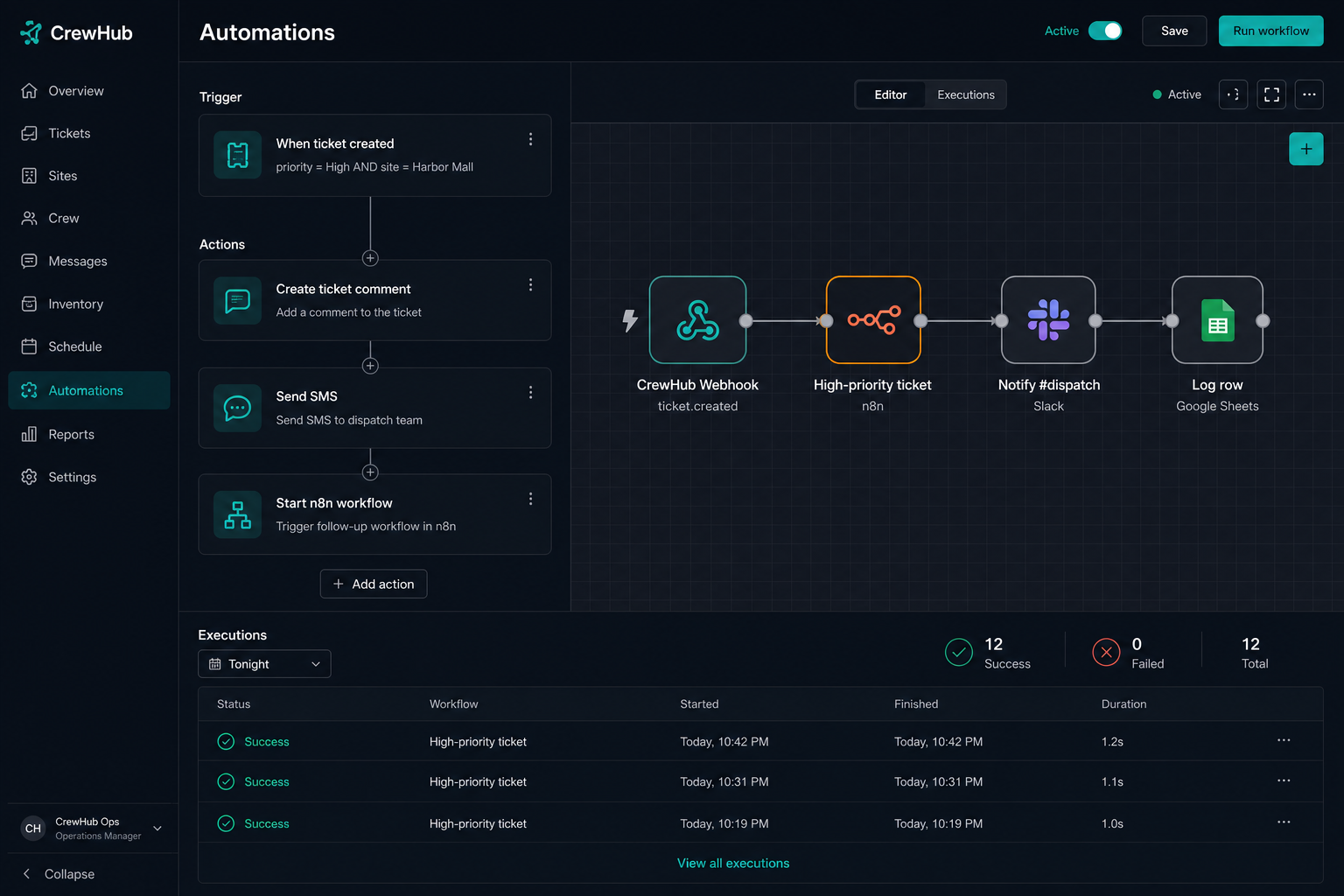 Automation rule starting an n8n workflow