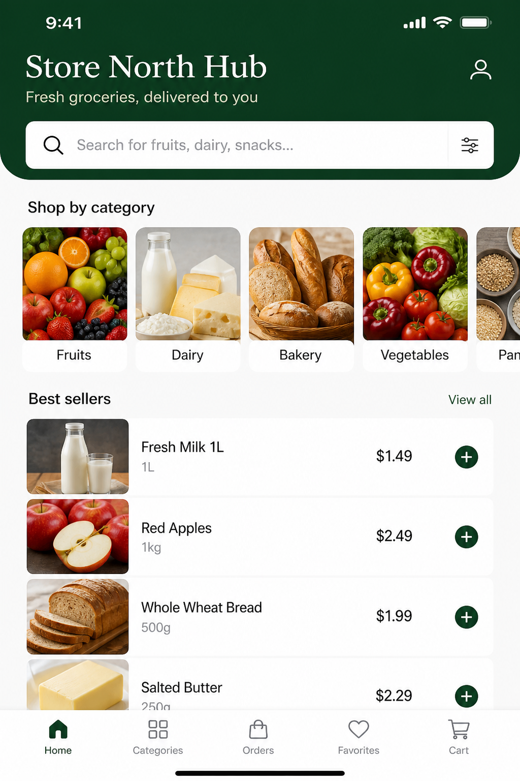 Customer app home