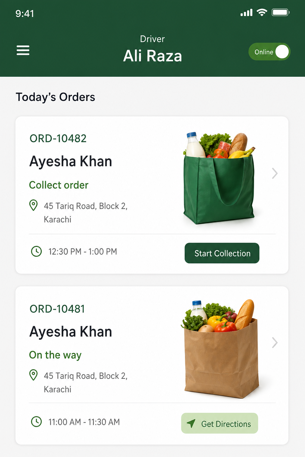 Driver orders